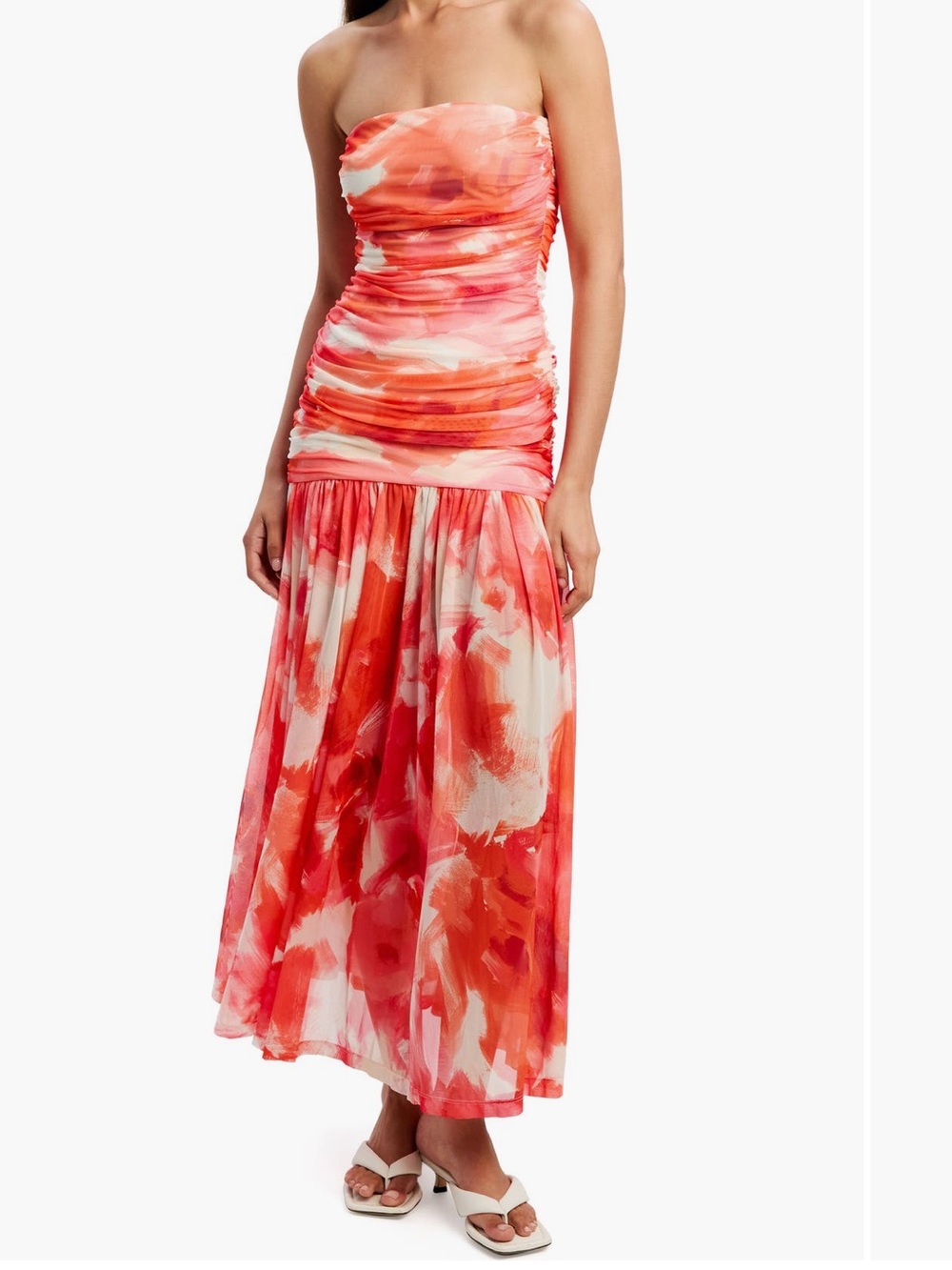 Bardot Solana Blurred Floral Drop Waist Dress Size 4 NWT